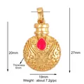 Miniature gold perfume bottle pendant with red enamel inlay and ornate scroll patterns - Rose Gem Bottle (L14 L488854-Rose)