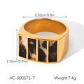 Details des Siegelrings mit Leopardenmuster und Maßen aus goldenem Edelstahl - Breiter Strukturierter Rechteckiger Stil(HC-R30571-7)