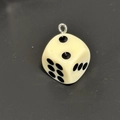 Creamy white dice pendant with black dots and silver metal ring for DIY bags - Off-White Dice Pendant (PY048-XY)