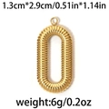 18K gold plated oval stainless steel pendant with textured pattern 1.3cm x 2.9cm - Threaded Oval / Gold