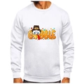 White fleece hoodie with Thanksgiving Gobble cartoon turkey print for men and women - White