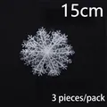 Weiße 15cm Kunststoff-Schneeflocken Anhänger, 3er Pack für Weihnachtsdekoration - 15cm (3 Stück/Packung)