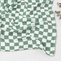 Soft green and white checkered cotton muslin baby swaddle blanket for newborns - Green & White Checkerboard