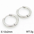 Polished silver 18K stainless steel hoop earrings in 12x2mm minimalist design - 12*2mm Steel Color Ke113165-zz / A Pair Of [inner Diameters]