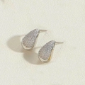 Elegante silberne Tropfenohrstecker mit vollständiger Micro-Pave-Zirkonia-Verzierung - Weißgold Zirkonia Tropfenohrstecker