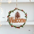 Ghirlanda natalizia rustica in legno da 15cm con foglie verdi e bacche rosse - Stile Welcome