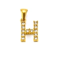 Pendentif lettre H en acier inoxydable doré orné de zircones cubiques scintillantes - Pendentif Lettre H