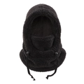 Detail of black thermal fleece balaclava with adjustable drawstring and windproof design - One Size / Black