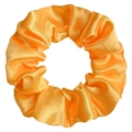 Vibrant orange satin fabric scrunchie with a glossy silk-like finish and soft texture - Orange