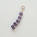 Handmade woven daisy keychain in purple and cream cotton with gold metal ring clasp - Crystal Purple