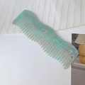 Mint green floral acetate hair comb with wavy edge design and wide teeth for styling - 6# Cyan