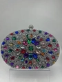 Silver sunflower evening clutch bag with multicolored rhinestones and crystals - Colorful 1