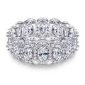 Elegant 925 sterling silver ring with oval-cut cubic zirconia in a white gold finish - US Size 5 / Oval Halo Style (TL-254) / White Gold (TL-254)