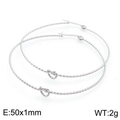 Silver twisted knot hoop earrings in a 50mm heart-shaped woven design for women - Steel Color 50mm (KE95012-KFC)