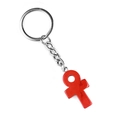 Portachiavi Ankh in pietra rossa con anello argento e simbolo della vita egiziano - Diaspro Rosso