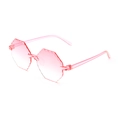 Pink rimless polygon sunglasses for children with fashionable wavy edges and gradient lenses - Pink Gradient