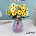 Artificial yellow cherry blossoms in a blue-purple gradient glass vase decoration - Yellow