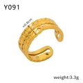 Detailansicht des vergoldeten Doppelketten-Rings mit 0,8 cm Breite und 3,3 g Gewicht - Y091-Kettentextur Offener Ring