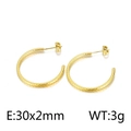 Pendientes de aro dorados minimalistas en forma de C con 30mm y textura martillada - 30x2mm / Dorado