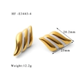 Detail view of gold and white enamel earrings showing 25mm dimensions and weight - White Gold Stripe