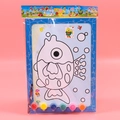 Kids DIY acrylic painting set with fish pattern board, 6 colors, and brush on pink background - Large 6-Color Acrylic Painting