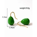 Green enamel teardrop earrings in 18K gold plated steel with dimensions 1.7x1.74cm - ER-744 Emerald Green Teardrop Drop