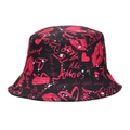 Chapeau bob extérieur élégant avec imprimés cœurs et lèvres rouges pour protection solaire - M(56-58cm) / Style de Mots Romantiques Graffiti (1#)