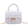 White quilted PVC mini jelly bag with spiral handle and golden turn-lock closure - White