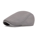 Classic dark grey mesh newsboy cap for men featuring breathable honeycomb fabric - Adjustable / Gray