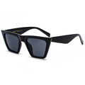 Klassische quadratische schwarze Sonnenbrille mit handpoliertem Rahmen und grauen Gläsern - Glänzendes Schwarz Graue Gläser