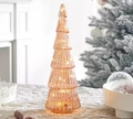 Elegant rose gold glass Christmas tree light with warm LED beads and vertical stripes - Glass / Style C-Rose Gold/Pink Stripes