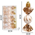 Set of 6 gold candy-shaped Christmas tree ornaments with glitter finish in a gift box - Set of 6 / Champagne Gold