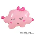 Palloncino in alluminio a nuvola rosa sorridente con fiocco e stelle per festa bambini - Rosa