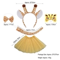 5-piece giraffe costume set for kids including headband, tutu, and spotted mask - Yellow Giraffe Costume Set with Face Stickers & Gold Tutu