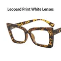 Retro oversized square blue light blocking glasses with leopard print frame and clear lenses - Clear Lens / Leopard Print