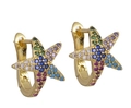 Boucles d'oreilles étoile de mer avec zircons multicolores et placage en or 18 carats - Boucles d'Oreilles Étoile de Mer