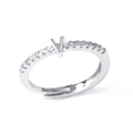 Elegant silver V-shaped alphabet ring with sparkling pavé cubic zirconia setting - Letter V
