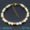 Minimalist pearl-like glass bead bracelet with gold accents and adjustable lobster clasp - 6mm / Gold