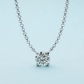 Minimalist s925 silver necklace featuring a round brilliant-cut Moissanite pendant - Lusi Style 2ct White Gold