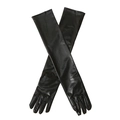 Schicke 50cm schwarze Lackleder-Opernhandschuhe für Cosplay und formelle Kostüme - Einheitsgröße / Schwarz (50cm)