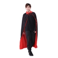 Mantello da vampiro per adulti Halloween con colletto rialzato, nero e rosso - 90cm / Nero/Rosso (Collo alto)