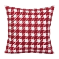 Red and white houndstooth pattern square cushion cover with textured woven fabric - TQR73-10 Red White Classic Houndstooth