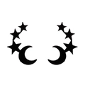 Minimalist black stainless steel star and moon stud earrings on white background - Black