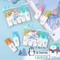Mini pill highlighter pens set with arctic animal patterns in a clear PVC pouch - Arctic Story