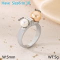 Dual pearl stackable stainless steel ring with white and champagne pearls in size 6-10 - US 6 / Minimalist Double Pearl Style (KR110997-K)