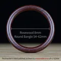Polierter runder Armreif aus Blutsandelholz, 8mm Dicke mit natürlicher Holzmaserung - 62mm / Rundstab-8mm / Blutsandelholz