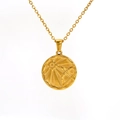 Gold stainless steel necklace with round Sagittarius zodiac coin pendant and cable chain - Sagittarius