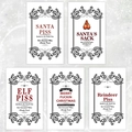 Etichette natalizie divertenti per bottiglie con scritte Santa Piss in rosso e nero - QT713-4