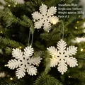 White snowflake Christmas tree ornaments with glitter finish, 3-pack, 10x9cm size - Snowflake Style 1