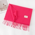 Sciarpa rosso rosa effetto cashmere con frange e etichetta Day April minimalista - Senza Etichetta / Rosa Rosso